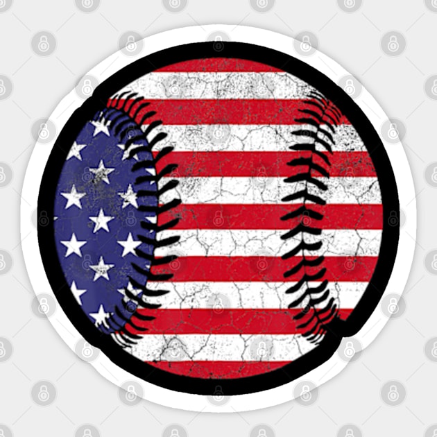 American Flag July 4th USA Baseball Lover Sticker by credittee